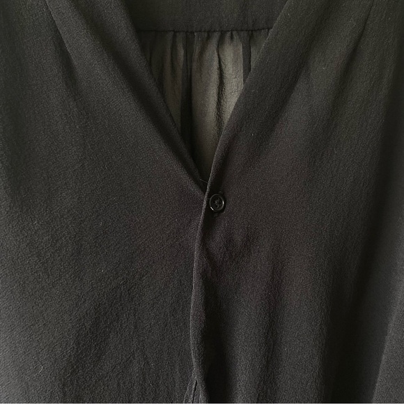 Monk & Lou 100% Silk V-Neck Band Collar Sheer Sleeveless Surplice Top - Picture 2 of 14